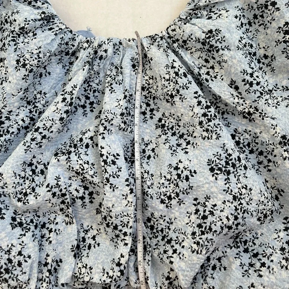 English Factory 100% Cotton Blue Ditsy Floral Print Balloon Sleeve Blouse Top M